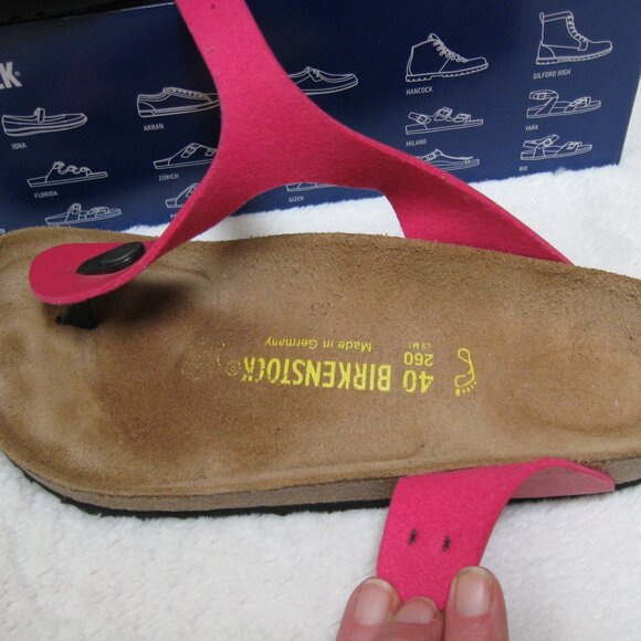 Birkenstock GIZEH Birko Flor Graceful Dark Pink 40 R US W 9 M 7 - Picture 9 of 10